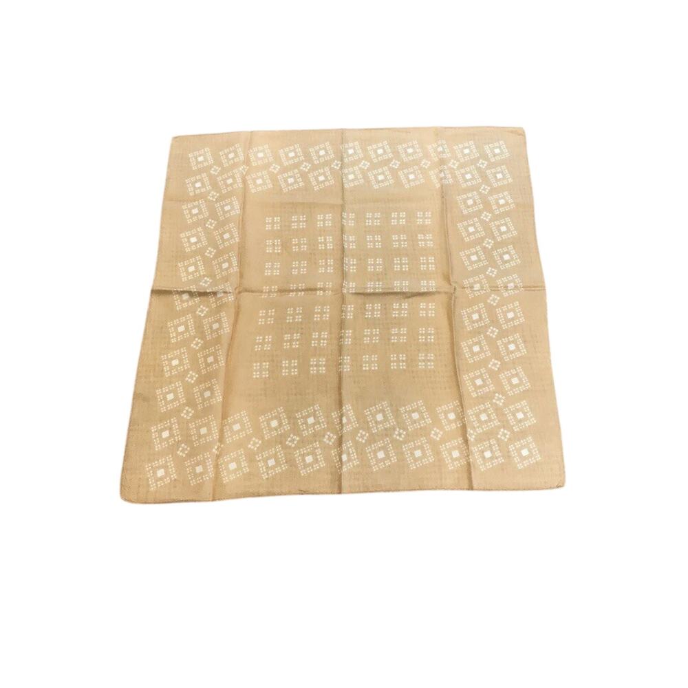 Vintage Square Scarf Peach and White Dotted Square Geometric Pattern